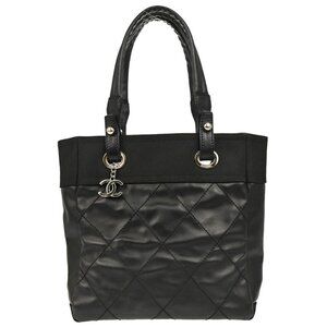 Chanel Black Canvas Paris-Biarritz Tote PM Handbag 195179